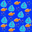 Ship pattern, fish, sea