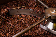 Roasting Process Of Coffee, Screening And Cooling In The Hopper