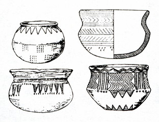 Wall Mural - Abashevo culture corded ware ceramics