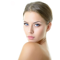 Leinwandbilder - Beauty portrait of young woman with beautiful healthy face with