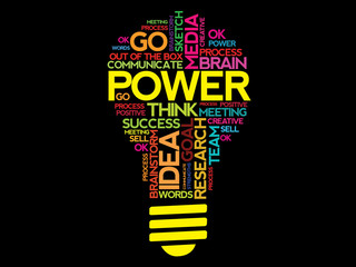 POWER word cloud bulb vector concept