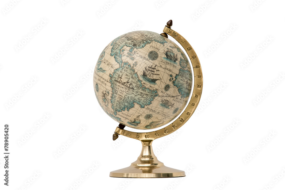 Old Style World Globe - Isolated on White Stock Photo | Adobe Stock