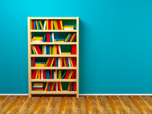 Bookcase Blue Wall
