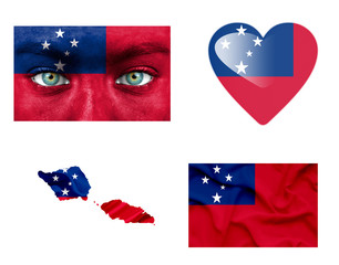 Wall Mural - Set of various Samoa flags