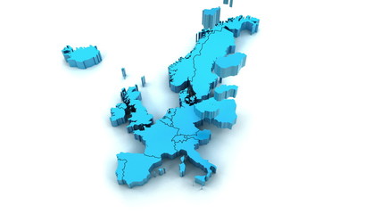 Wall Mural - 3d animation of Europe map formed by individual countries