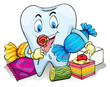 A tooth with candies