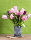 Fototapeta Tulipany - Still life with colorful tulips