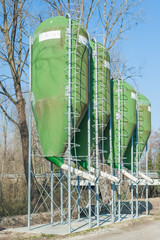 Canvas Print - farm silos for fish farming