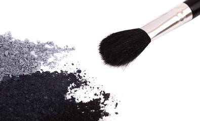 Powder eyeshadow makeup and brush