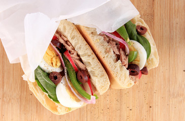 Tuna nicoise sandwich, also known as pan bagnat