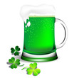 Green beer in glassware for St. Patrick's Day card
