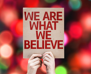 Wall Mural - We Are What We Believe card with colorful background