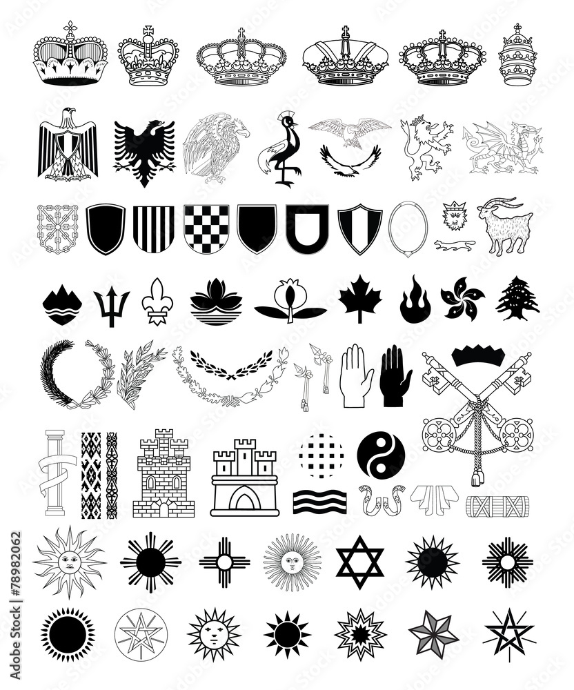 Coat of arms elements set, vector illustration. Stock Vector | Adobe Stock