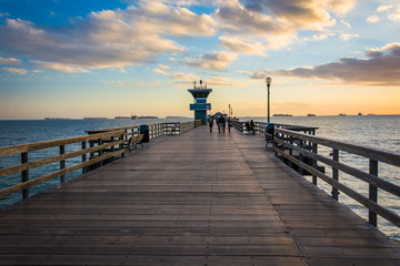 Canvas Print - The pier at sunset, in Seal Beach, California.