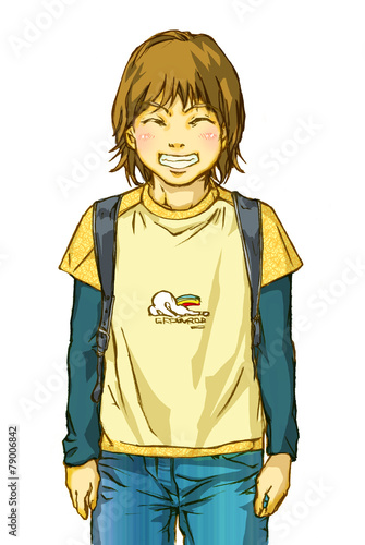 微笑む小学生の男の子 ランドセル Stock イラスト Adobe Stock
