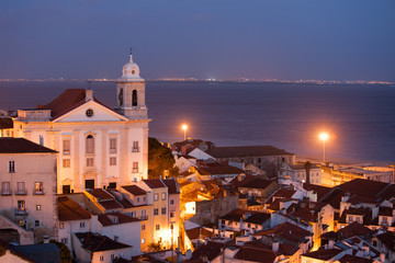 Poster - City of Lisbon in Portugal at Night