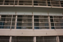 Prison Corridor In Alcatraz Penitentiary, Usa