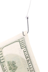 dollar bill on a hook