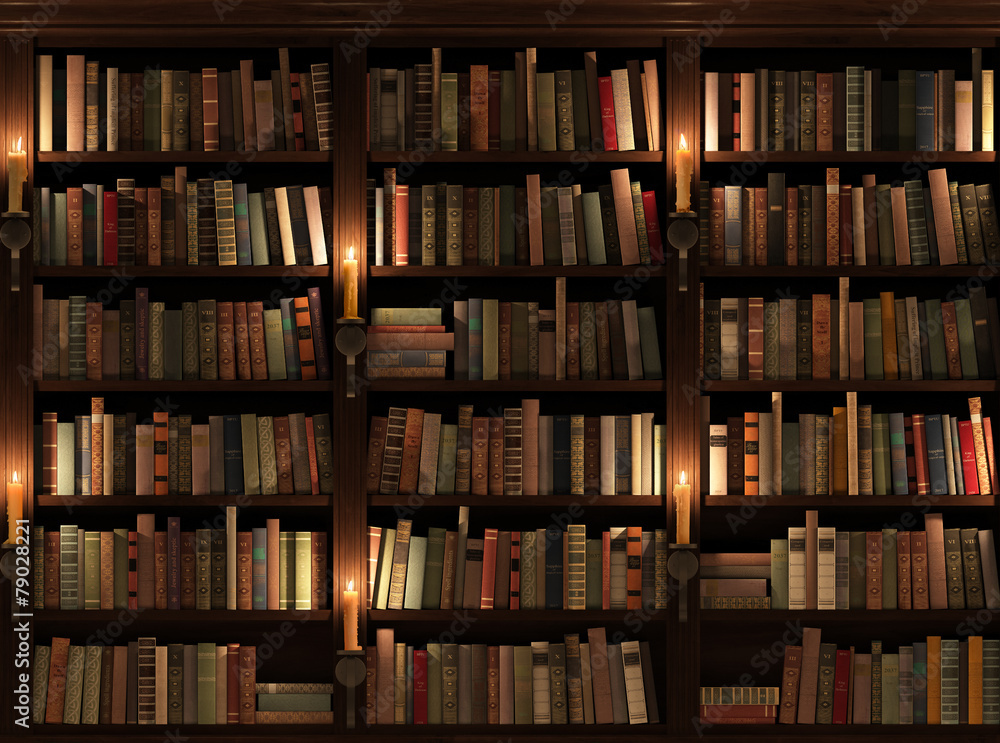 Bookshelf. Seamless texture (vertically and horizontally) - obrazy, fototapety, plakaty 