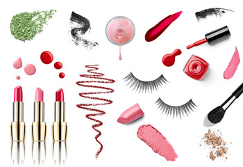Wall Mural - make up beauty lipstick nail polish liquid powder mascara pencil