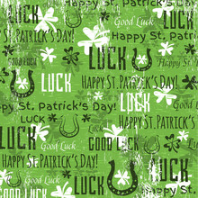 Green Background For Patricks Day With Shamrocks, Vector