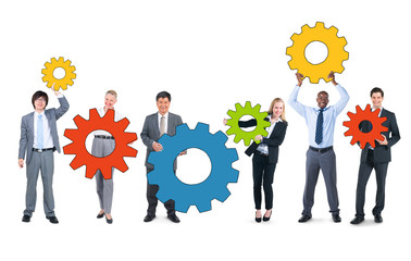 Sticker - Business People Cog Collaboration Teamwork Concept