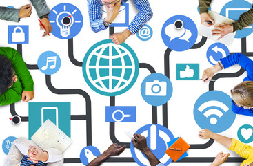 Wall Mural - global communications social networking meeting online concept