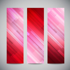 Wall Mural - Red low poly vector vertical banners set with polygonal abstract