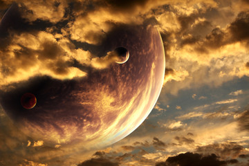 Wall Mural - sunset in alien planet