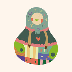 Matryoshka , Russian traditional wooden doll, vector pattern, el