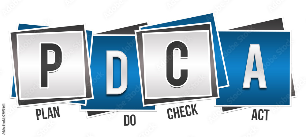 PDCA - Plan Do Check Act Blue Grey Blocks Stock Illustration | Adobe Stock