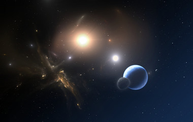 The Extrasolar planet and two stars