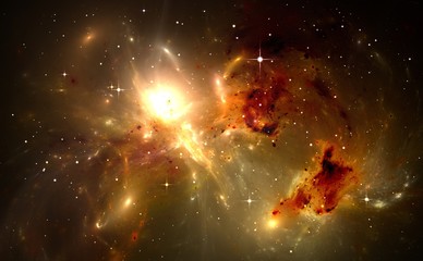Wall Mural - space background with nebula and stars