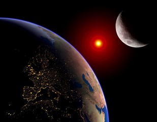 Wall Mural - earth sun lunar eclipse