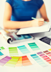 woman working with color samples for selection