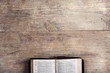 Leinwandbild Motiv Bible on a wooden desk