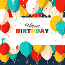 Happy Birthday Greeting Card In A Flat Style