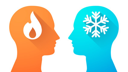 Poster - Head set with a flame and a snow flake