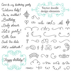 Vector doodle vintage design elements set