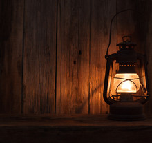 Lantern Lamp Light Dark Wooden Wall Table Background