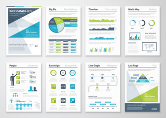 Aufkleber - Green and blue modern infographic brochure vector elements