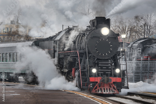 Naklejka - mata magnetyczna na lodówkę Retro steam train.