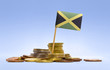 Flag of Jamaica in a stack of coins.(series)