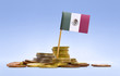 Flag of Mexico in a stack of coins.(series)