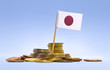 Flag of Japan in a stack of coins.(series)