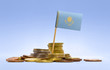 Flag of Kazakhstan in a stack of coins.(series)