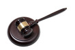 Gavel with support on a white background