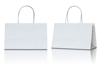 white paper bag on white background