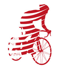 Poster - Abstract red vector cyclist