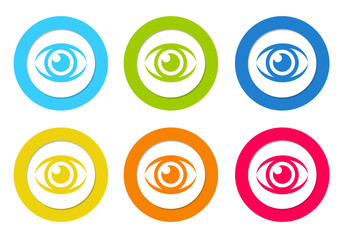 Wall Mural - colorful rounded icons with eye symbol
